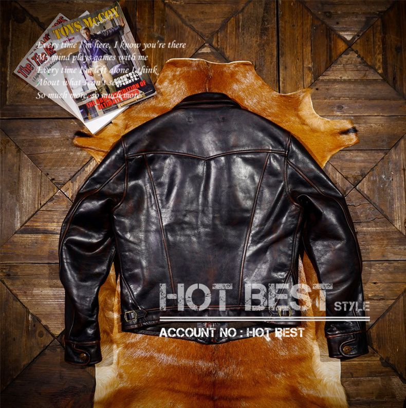 1.5mm 茶芯ホースハイド 30'sスタイル メンズ 革ジャン シングル