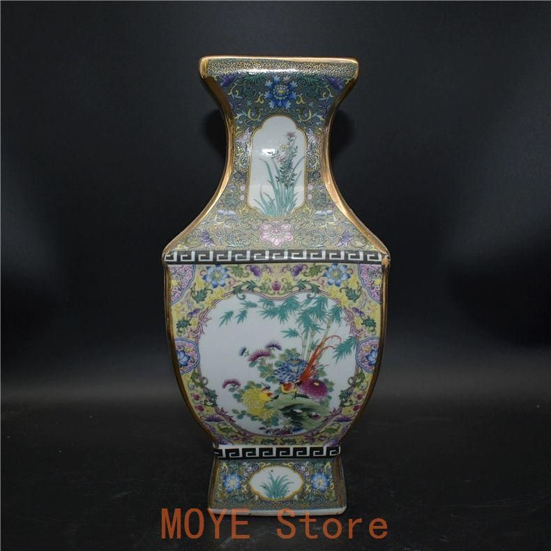 清乾隆磁器琺瑯彩花碗 景徳鎮 陶磁器 装飾品 現代工芸品 美術品 置物 清乾隆磁器藍地琺瑯彩花鳥紋四方瓶 景徳鎮 陶磁器 装飾品 現代