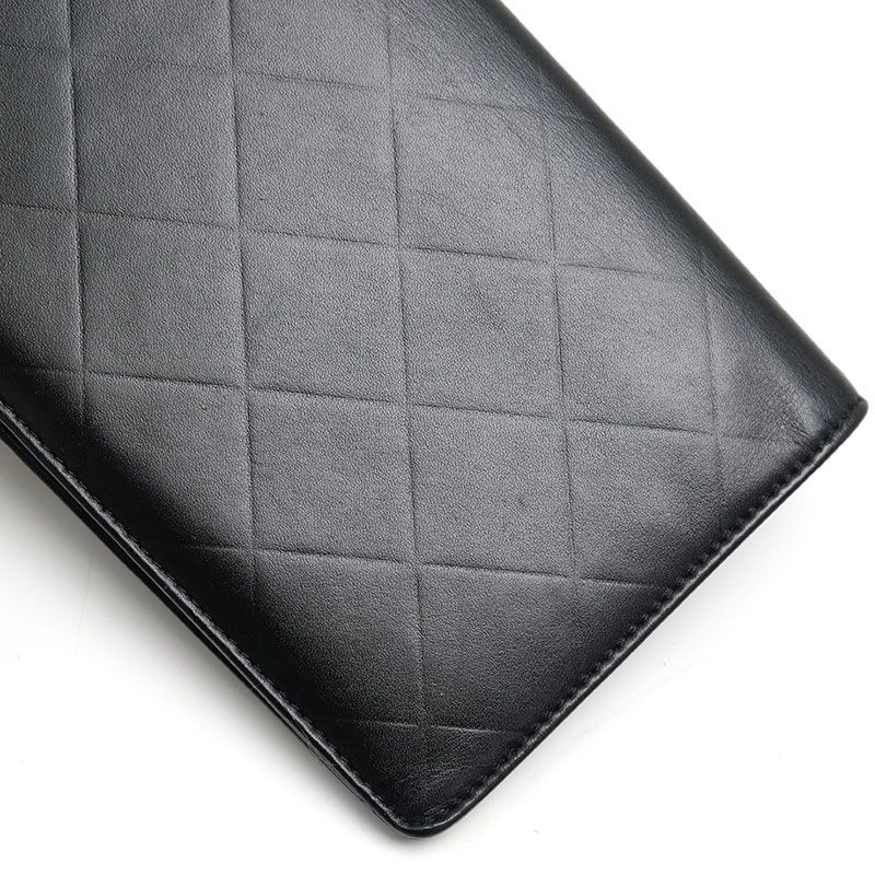 良品 CHANEL マトラッセ 二つ折り長財布 レザー 30番台 ブラック シャネル CHANEL 2つ折り長財布 レザー ブラック マトラッセ