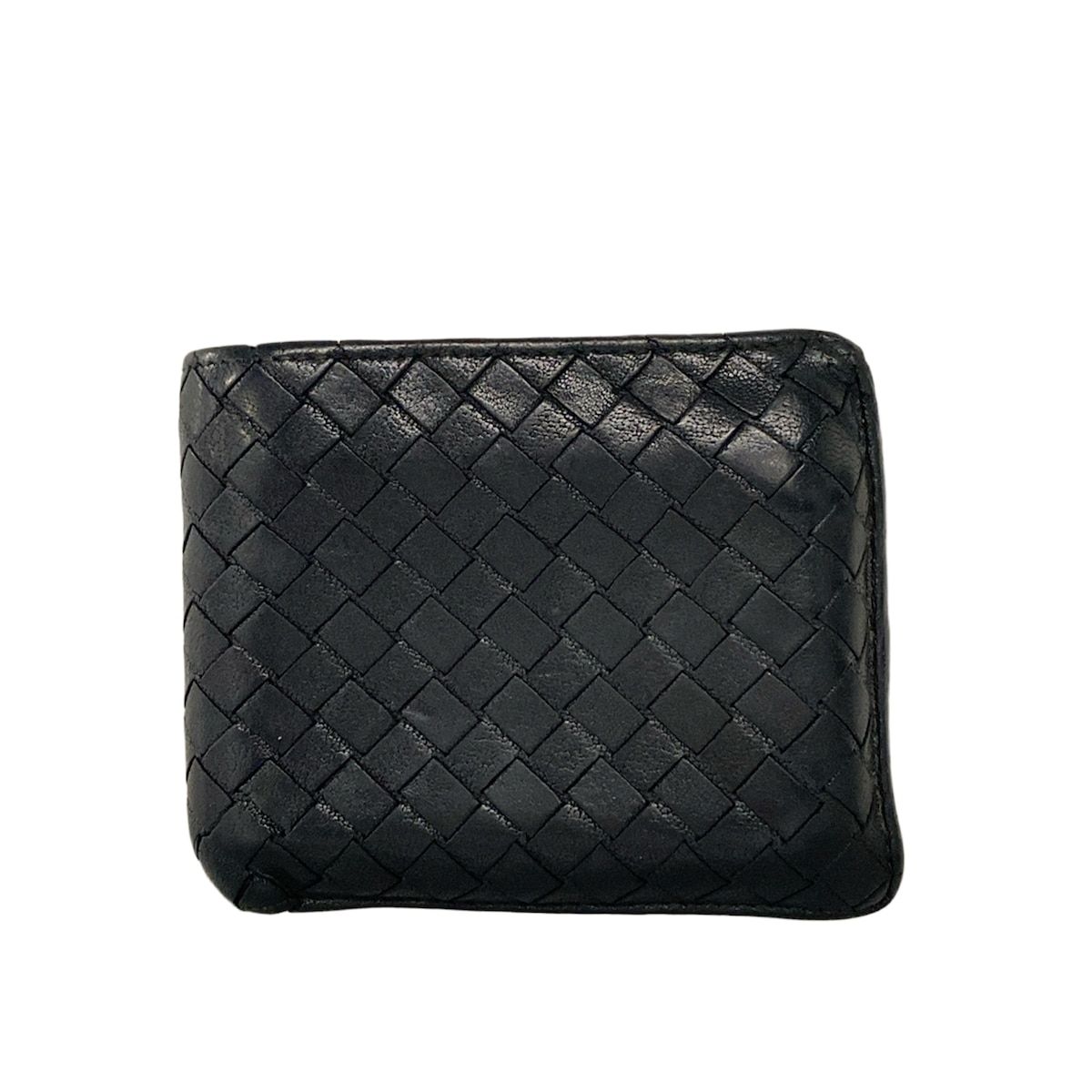 BOTTEGA VENETA ボッテガヴェネタ 2つ折り財布 イントレチャート 113112 黒 レザー