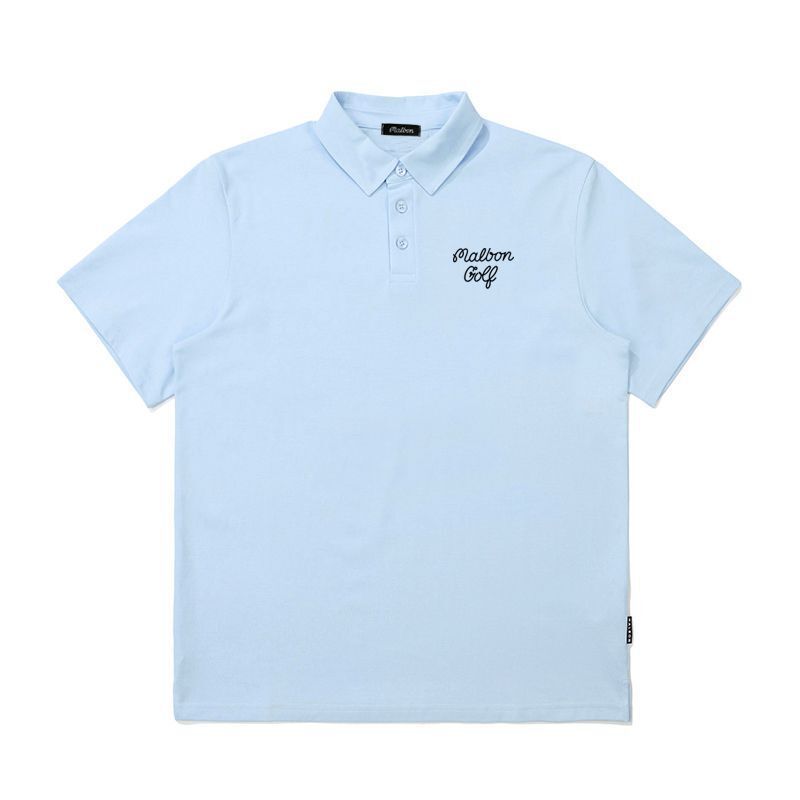 マルボンゴルフ malbon golf ゴルフ ポロシャツ ゴルフ衣装 スカイブルー サイズ選択 S-3XL sk0011