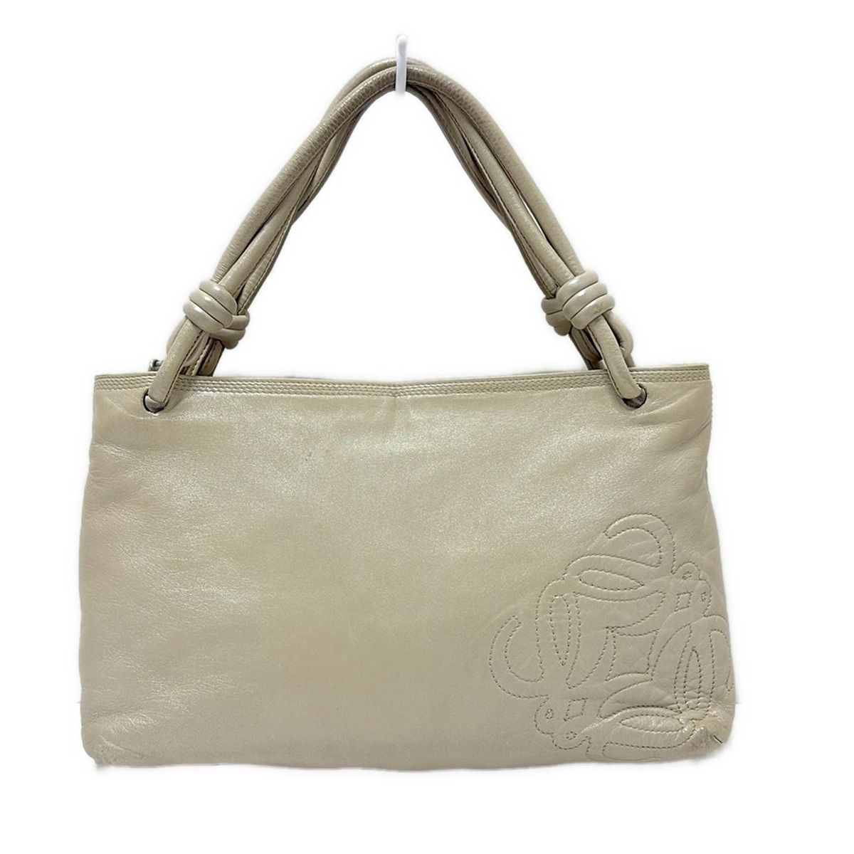 ロエベ　LOEWE ベージュ レザー ハンドバッグ LOEWE(ロエベ) ハンドバッグ - ベージュ レザー - メルカリ