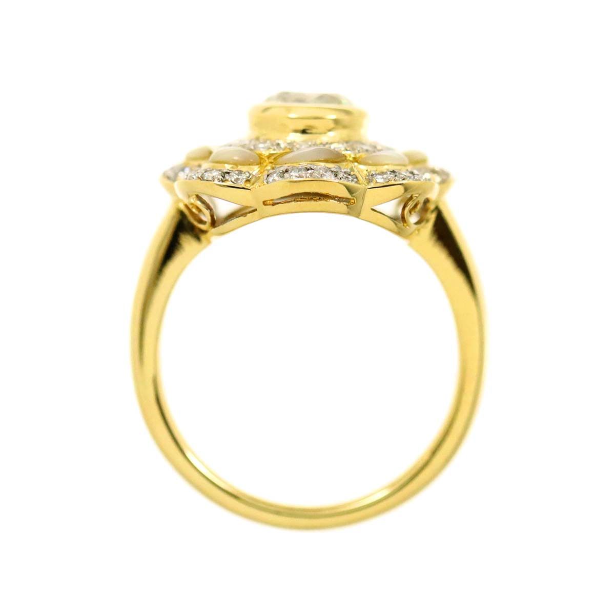 ゴールドリング　ダイヤ入り リング 12.5号 ダイヤ 1.033ct/0.44ct シェル K18 YG イエロー