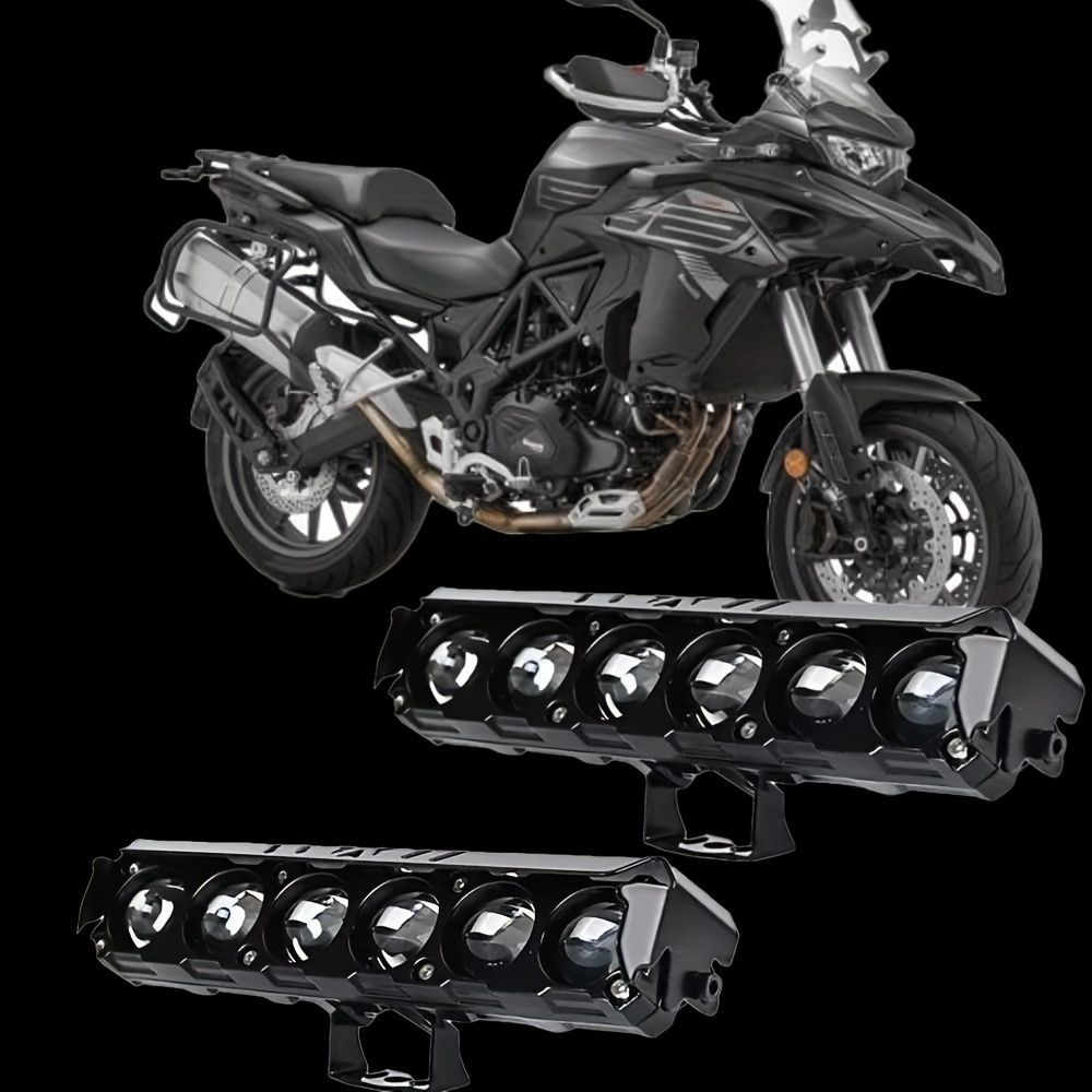2個セット バイク用 ヘッドライト LEDライト ライトバー 補助ライト18cm 6レンズ ホワイト イエロー 12-24V 装飾 外装 カーライト 車用 おしゃれ 明るい 汎用品 t7859