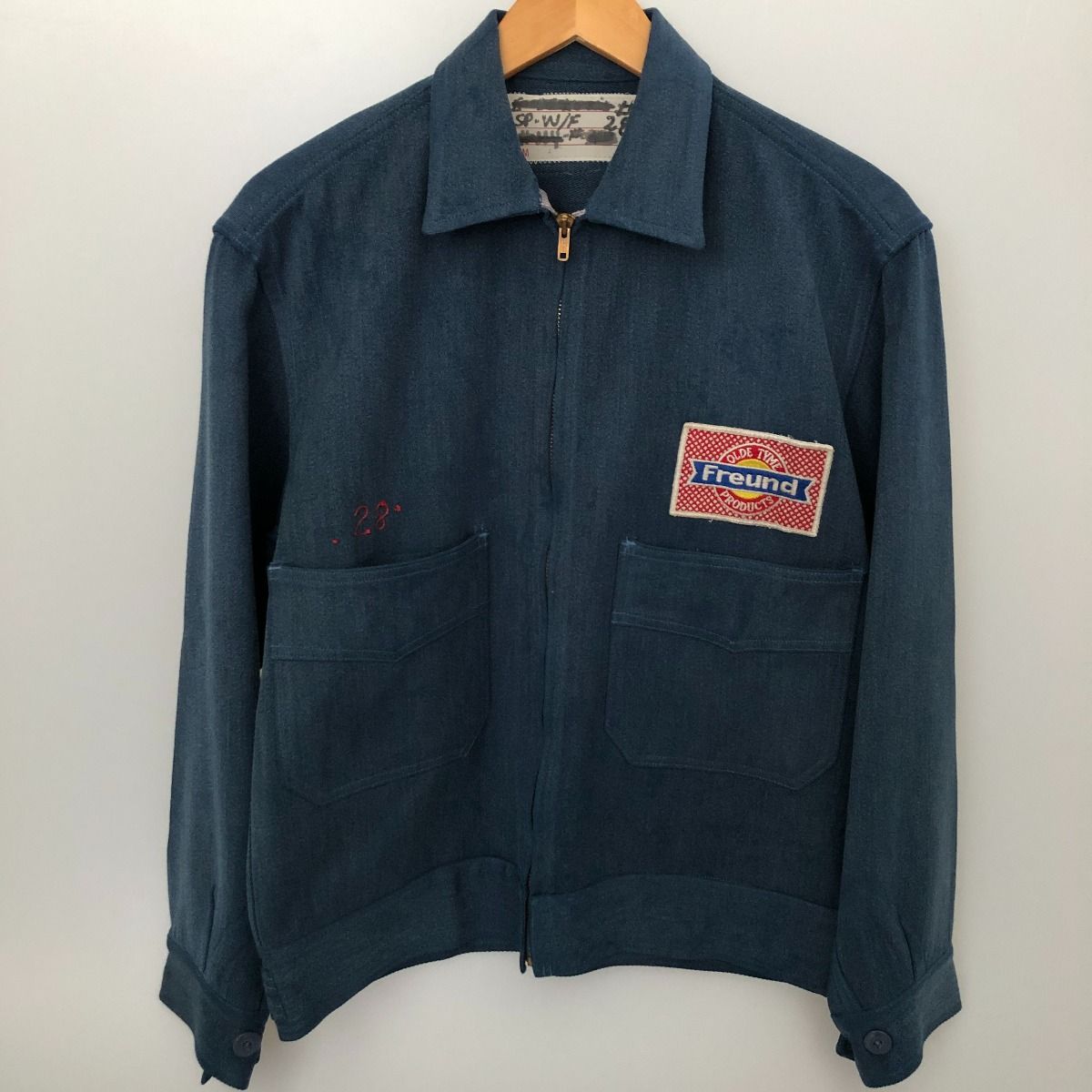 □□50~60s Unknown ジャケット ワークジャケット 棒TALONジッパー 古着 ネイビー