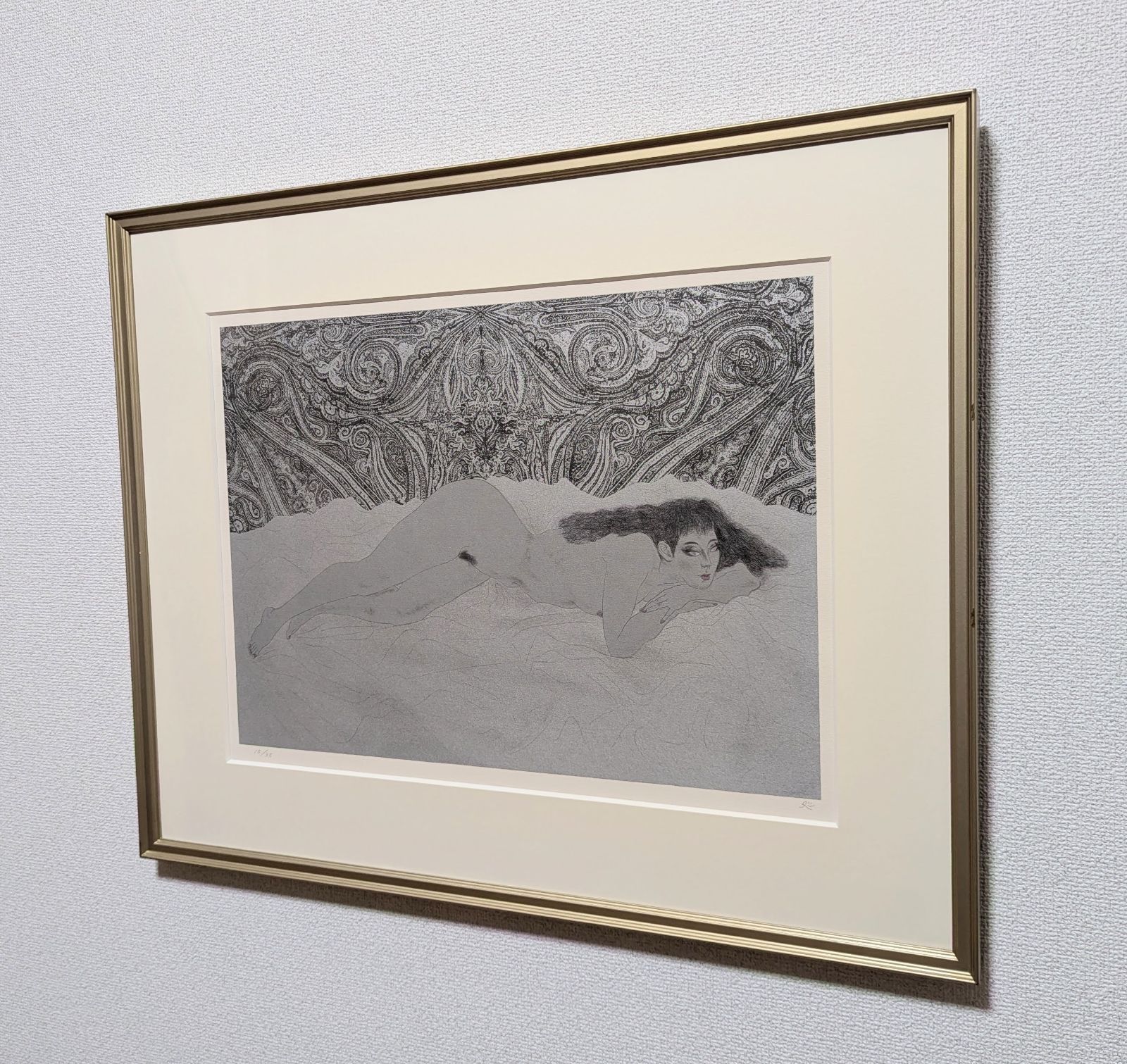 【真作】【直筆サイン】加山又造「裸婦 95-B 黒」【リトグラフ】【額付】 真作】【直筆サイン】加山又造「裸婦 95-B 黒」【リトグラフ】【額付