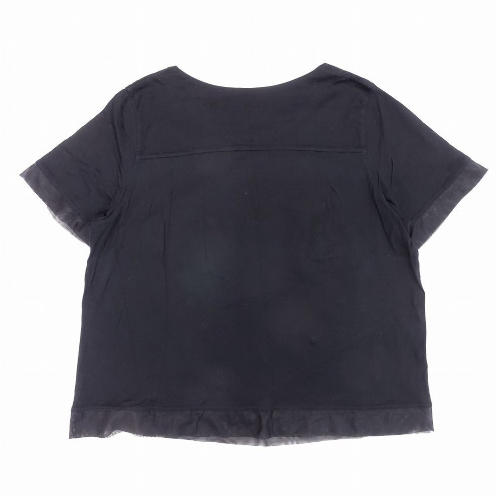 アルベロベロ OLLEBOREBLA Tシャツ カットソー スキッパー 半袖 ブタさん スマイル ハンカチ アップリケ 黒 レディース 【中古】 アルベロベロ OLLEBOREBLA Tシャツ カットソー スキッパー 半袖