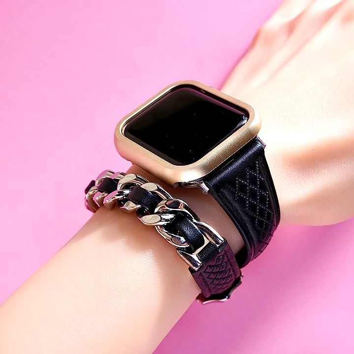 Apple Watch 38 40 41mm ブラック チェーンベルト 新品 - 時計