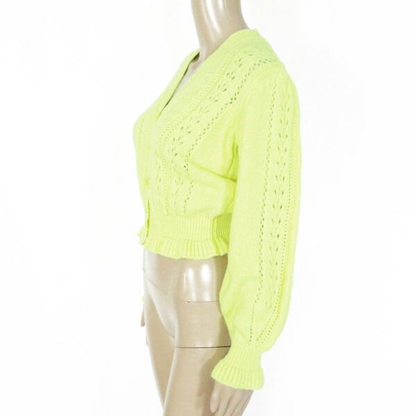 80%OFF エリザベッタフランキ ELISABETTA FRANCHI ニット 40 EKN738 Mサイズ イエロー レディース カーディガン 長袖ニット ネオンカラー イタリア製 WWW_MORNINGWALKER_COM