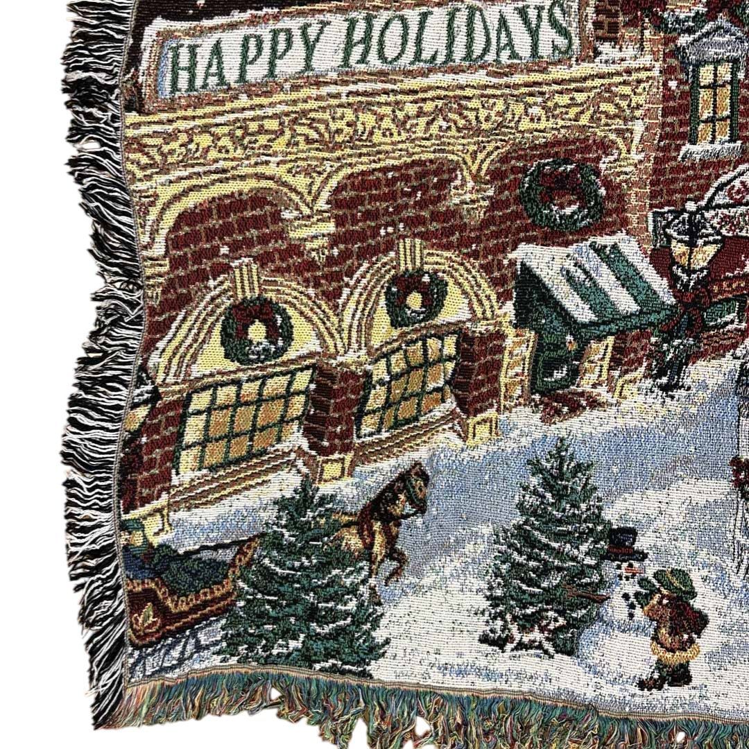 vintageラグ 人気 カーペット 雪 タウン 街並み クリスマス 1991