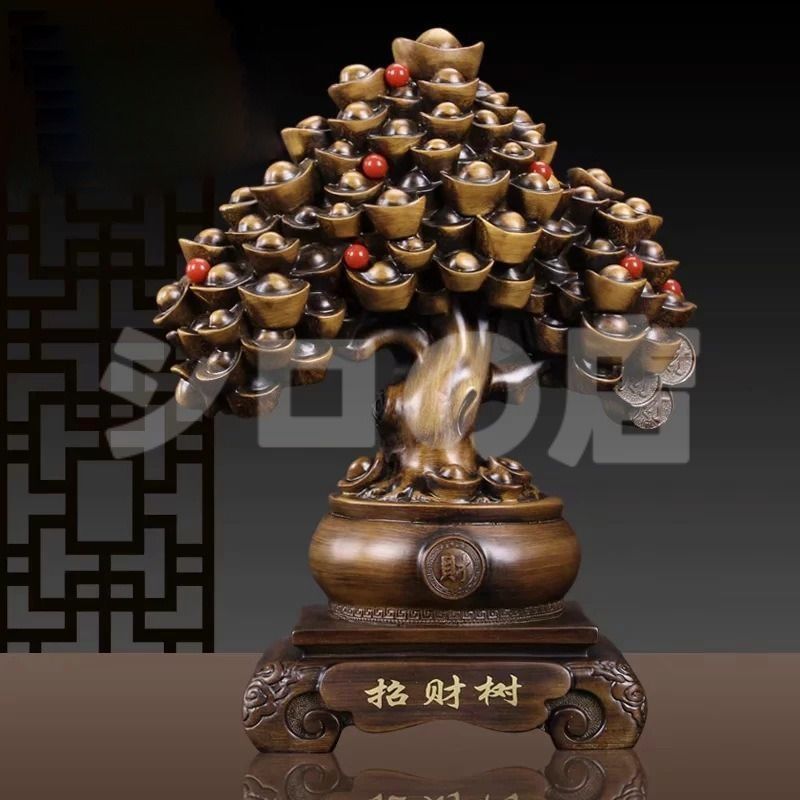 金のなる木 元宝 樹脂 招財樹 ブラウン 富 繁栄 オブジェ 置物 インテリア 玄関 リビング 風水縁起物 贈り物 プレゼント 樹脂素材 感 運 開運 商売繁盛 ブラウン