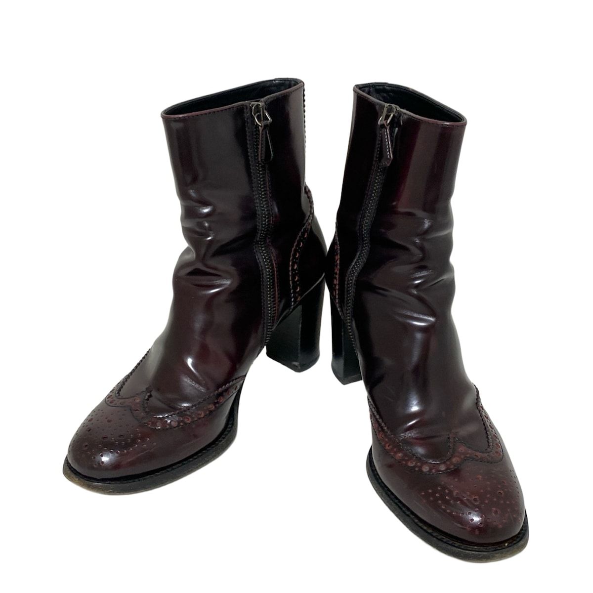 Church s チャーチ ショートブーツ 37 レディース - ボルドー ウィングチップ|アウトソール張替済 レザー