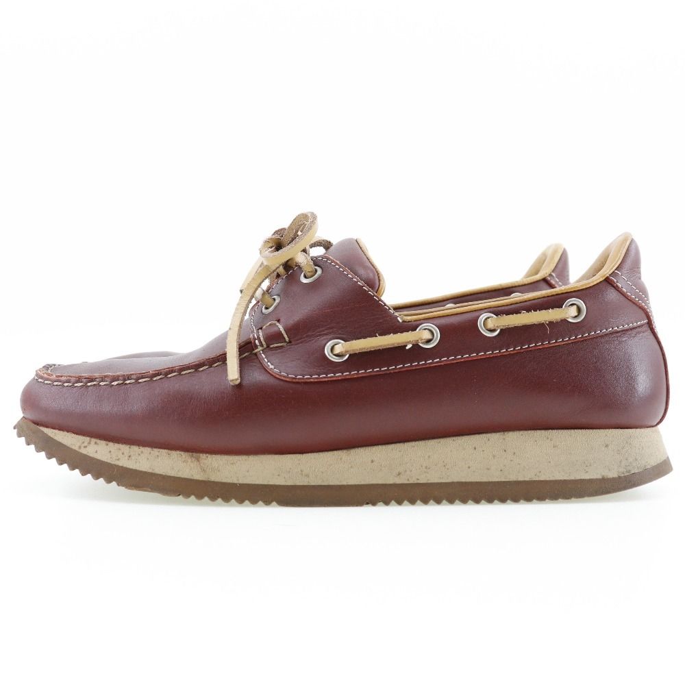 HERMES】エルメス デッキシューズ レザー 赤茶 レディース