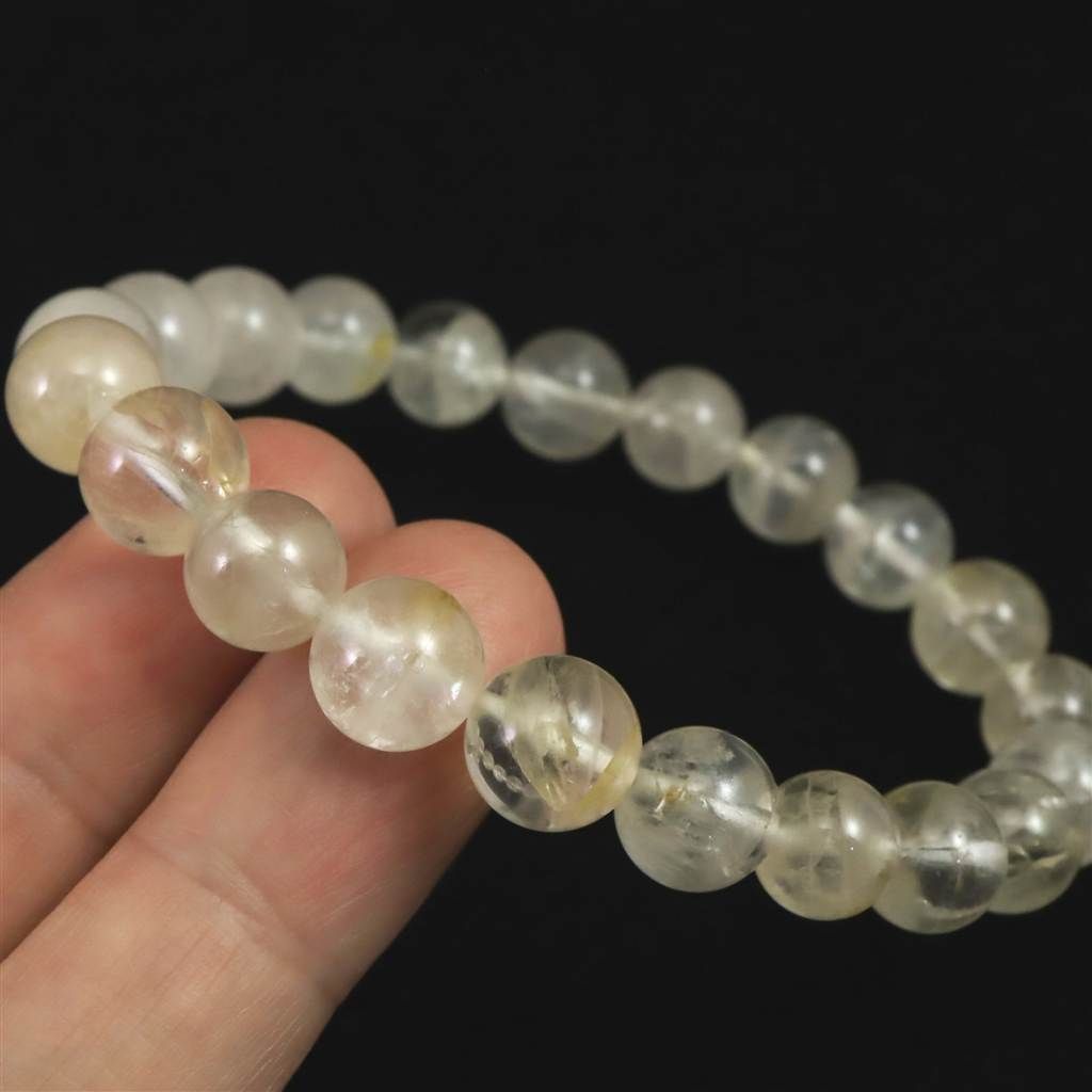 ブラジル産 フェナカイト SA 9.4mm玉ブレスレット 鑑別書付 24.50g