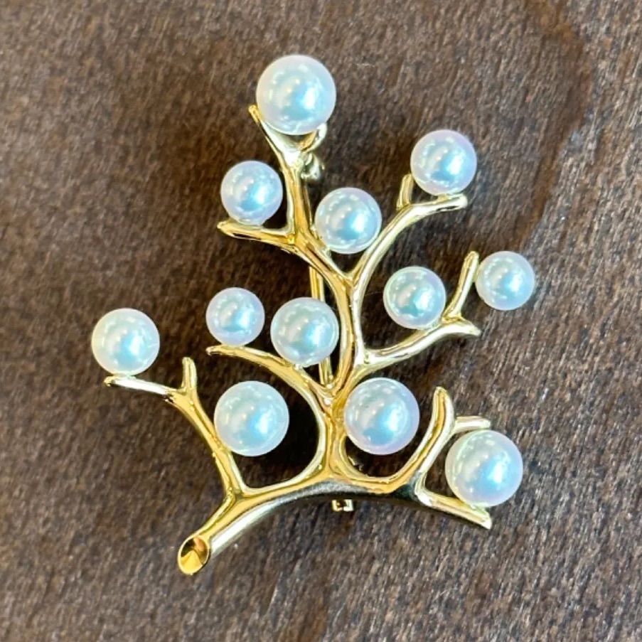 ミキモトMIKIMOTO 幸福の木K18スモールブローチ