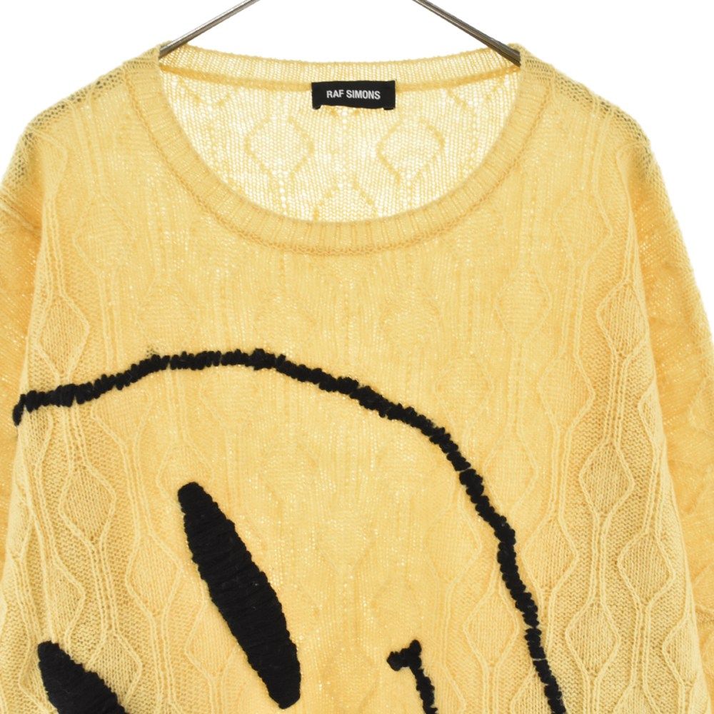 RAF SIMONS (ラフシモンズ) COLLAGE SWEAT SMILEY スマイリー刺繍オーバーサイズニットセーター イエロー ホワイト -  メルカリ