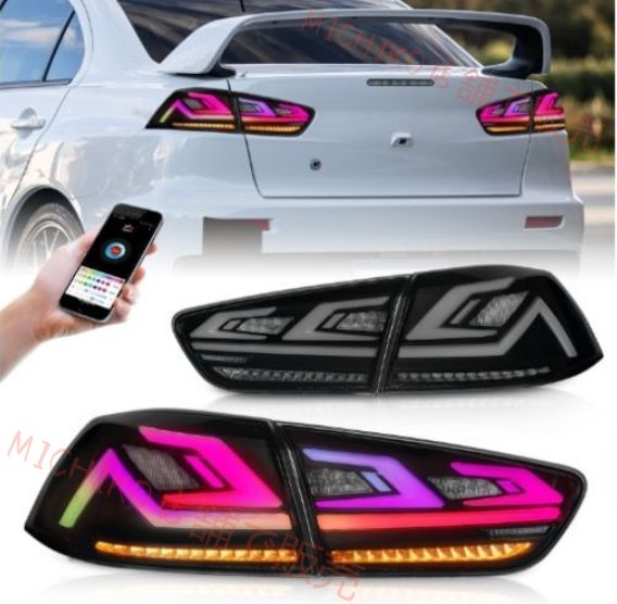 三菱 ランサーEX 2007－2018年 RGB LEDテールライト テールランプ 流れるウインカー 外装 カスタム 左右セット