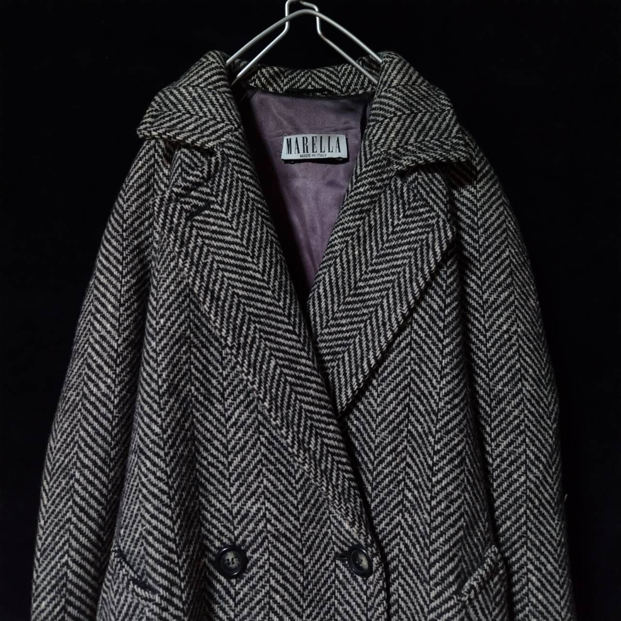★イタリア製★ MARELLA ワイドコート ヘリンボーンウール WN0741 ▽7/11値下げしました▽【高級】☆イタリア製☆ MARELLA