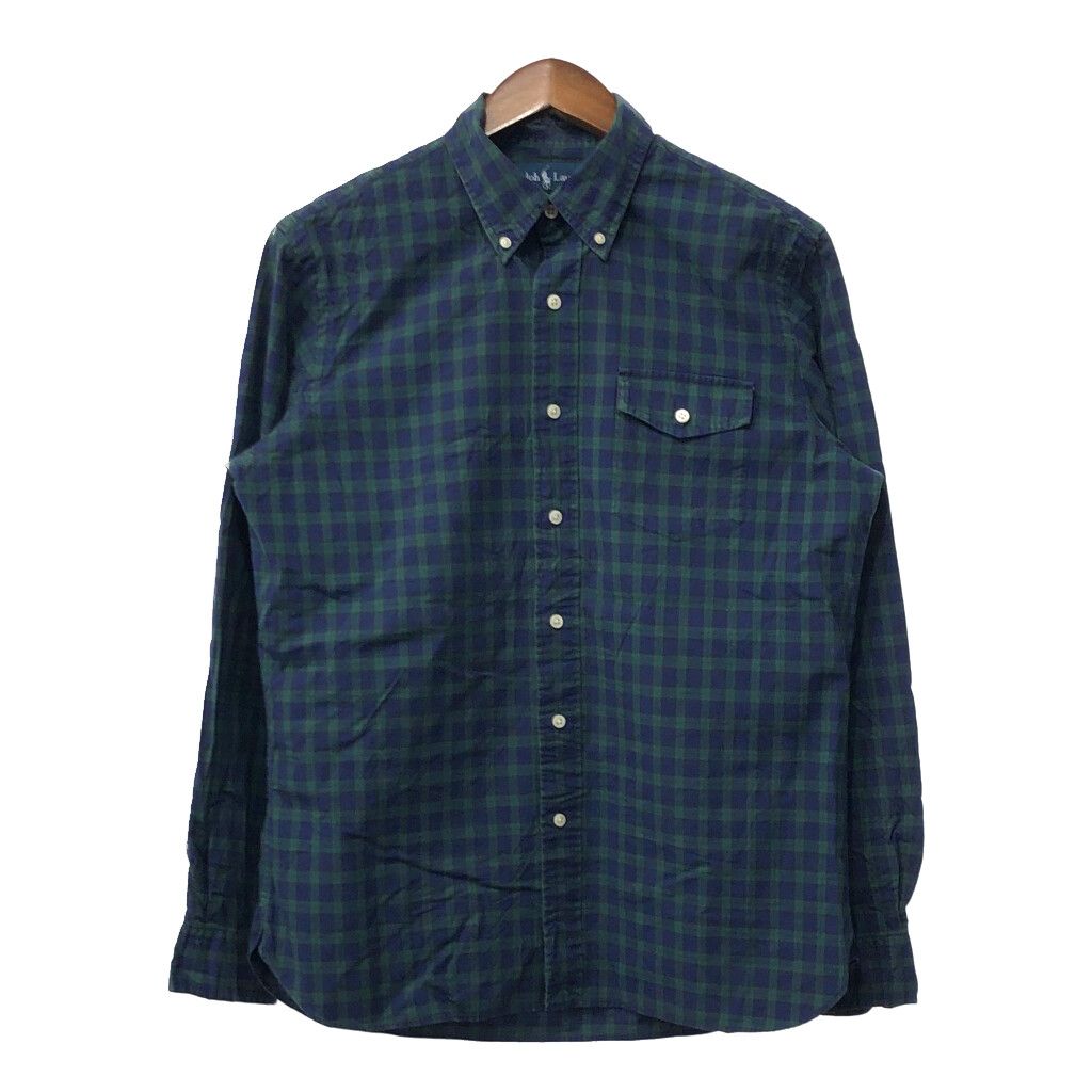 90年代 RALPH LAUREN ラルフローレン ボタンダウンシャツ ワンポイントロゴ グリーン (メンズ) 中古 古着 Q3984