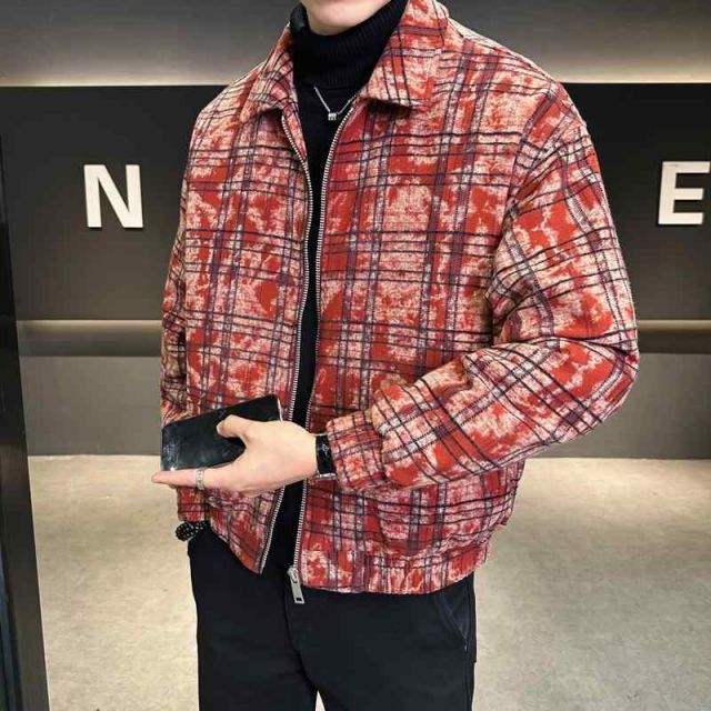 秋冬 コーデ メンズ 服 シンプル ファッション オシャレ 大人 かっこいい 大きいサイズ ストリート 紳士服 チェック柄 ユニセックス 男女共 ダウン ジャケット アウター 薄型 カジュアル レディース