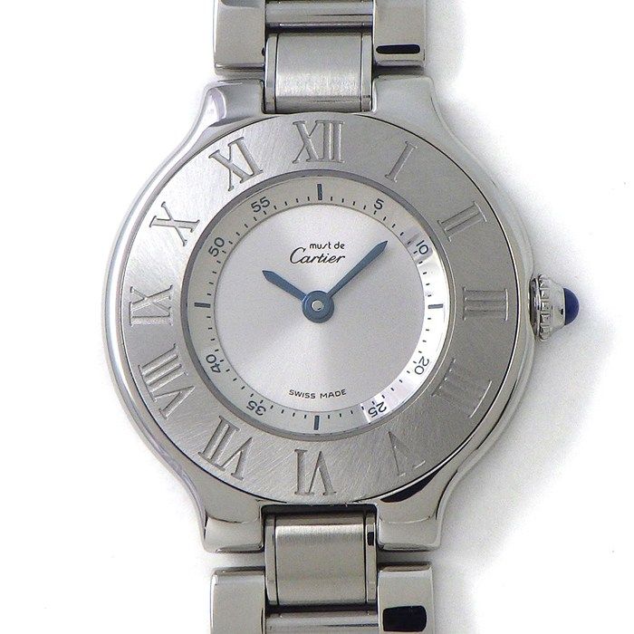 カルティエ Cartier 腕時計 マスト21 SM W10109T2 サンレイ シルバー文字盤 SS クオーツアナログ