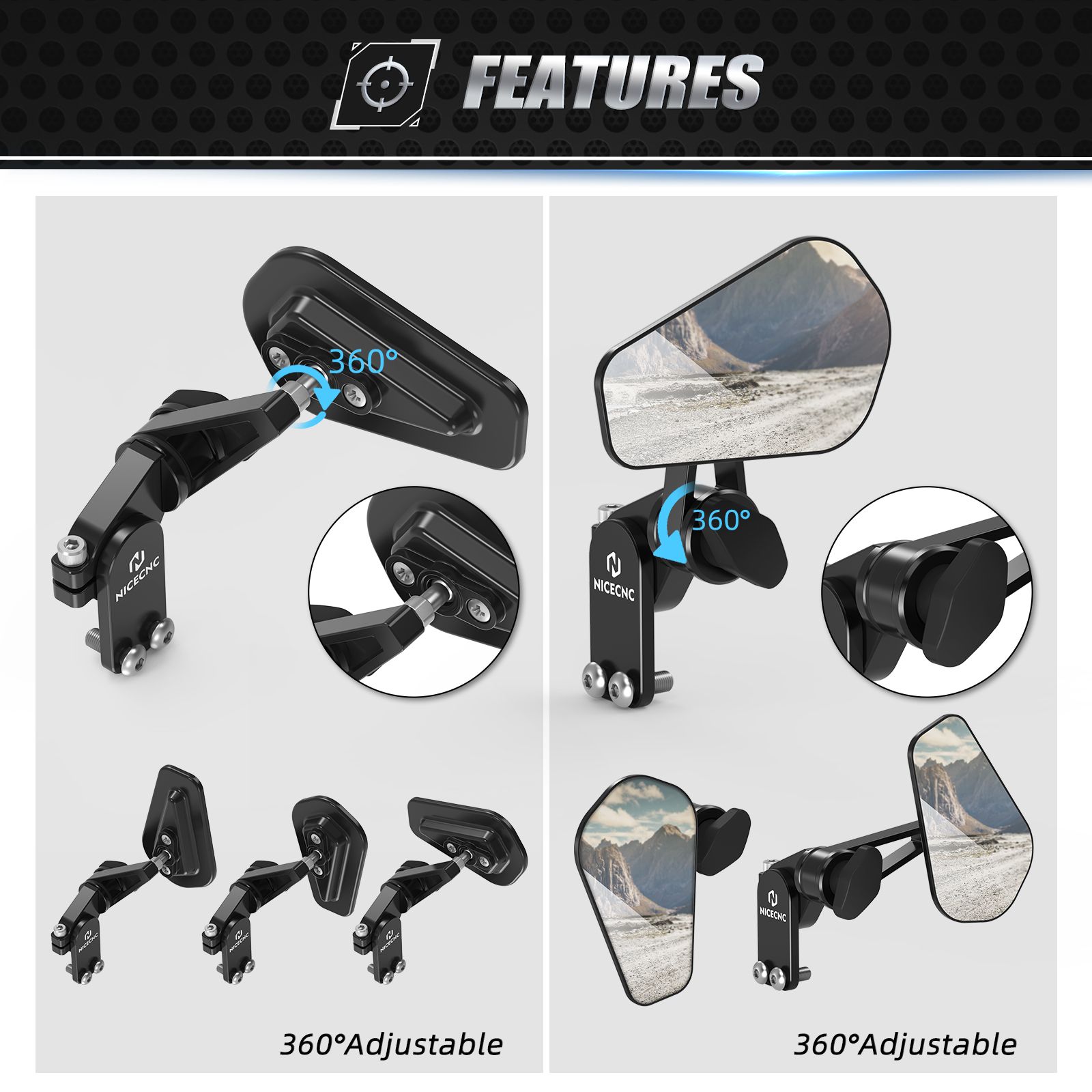 クイックフリップミラー リアビューサイドミラー KTM 690 SMCR