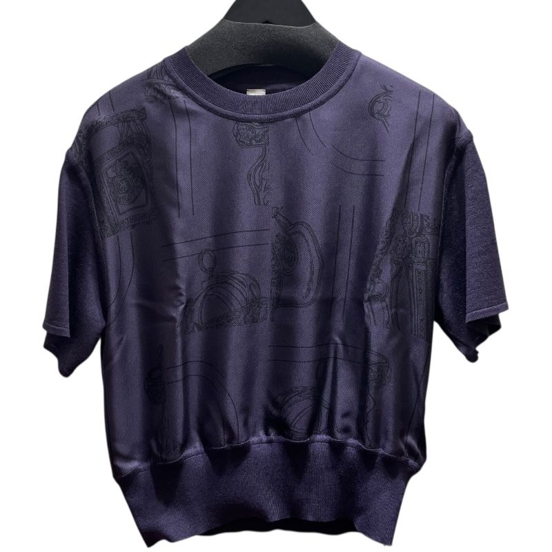 エルメス HERMES ツイルレーヌショートスリーブトップス ４H2825DL PURPLE ウール レディース 半袖Ｔシャツ
