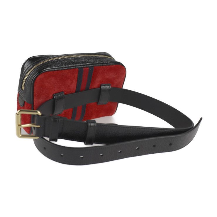 GUCCI グッチ ウエストバッグ 517076 スウェード レザー レッド