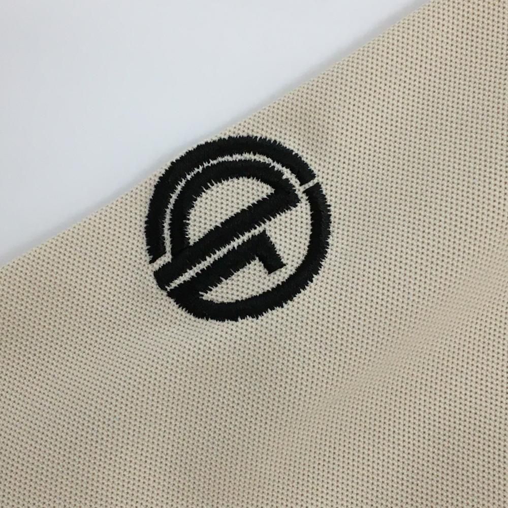 【美品】CPG 半袖ポロシャツ ベージュ×黒 ビッグロゴ  メンズ L ゴルフウェア CPG 美品】CPG 半袖ポロシャツ ベージュ×黒 ビッグロゴ メンズ L