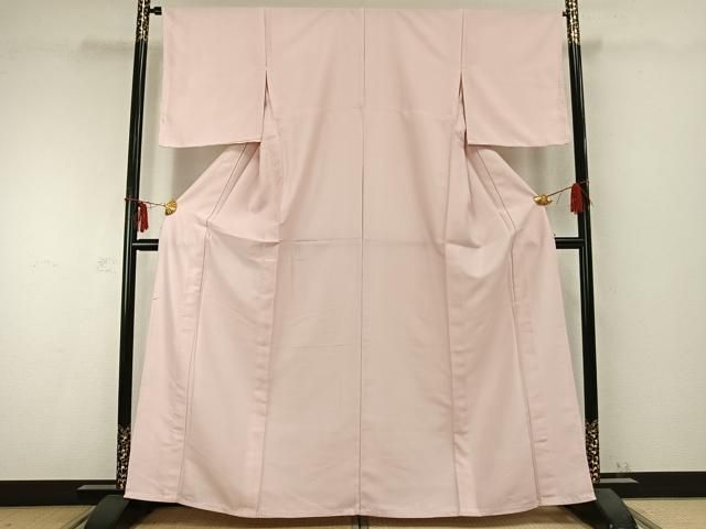 平和屋着物 江戸小紋 単衣 万筋 ピンク色×白色 洗える着物 AABC0321fy