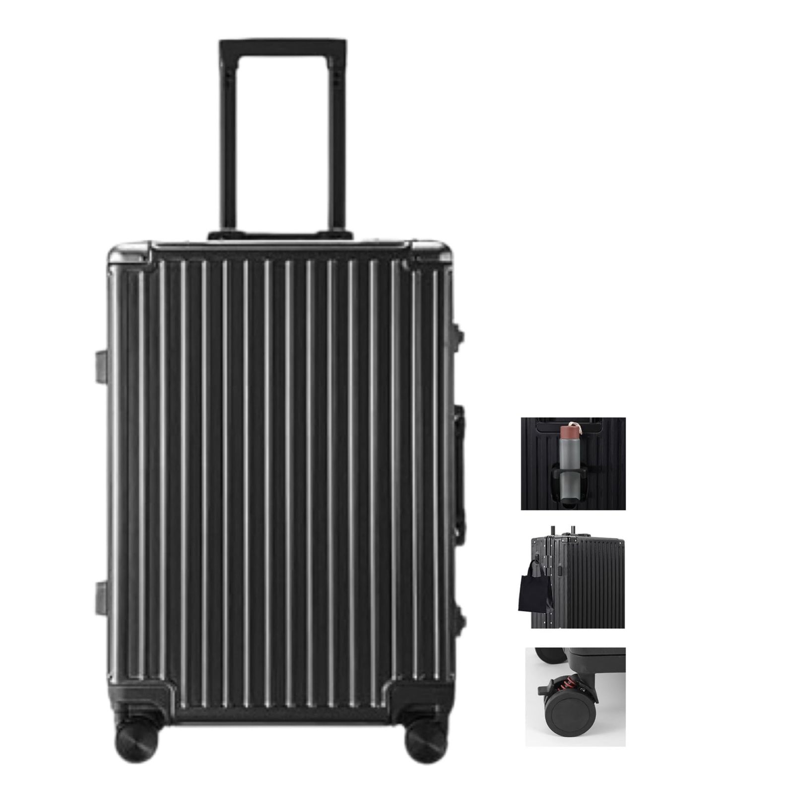 数量 TSAロック搭載 頑丈 出張 ビジネス 保護カバー付き 旅行 耐衝撃 静音ダブルキャスター ブレーキ止まる360度回転 Lサイズ キャリーバッグ 軽量 大型トロリーケース アルミフレーム 5泊6日 カップホルダー付き 機内持ち込み ストッパー付き キ