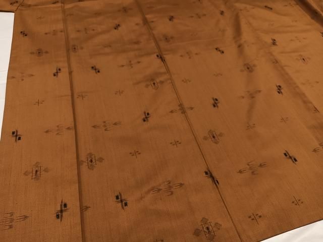 平和屋着物○上質な紬 琉球絣文様 丁子染色 正絹 逸品 AABC1765ph 平和