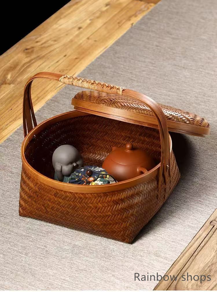 実現 ♥ バスケット|収納かご おしゃれ竹籠 収納箱|竹工芸|竹編細工籠|茶道具籠 茶道セット 茶具 竹の編 ml330cp183 新品続々入荷中！