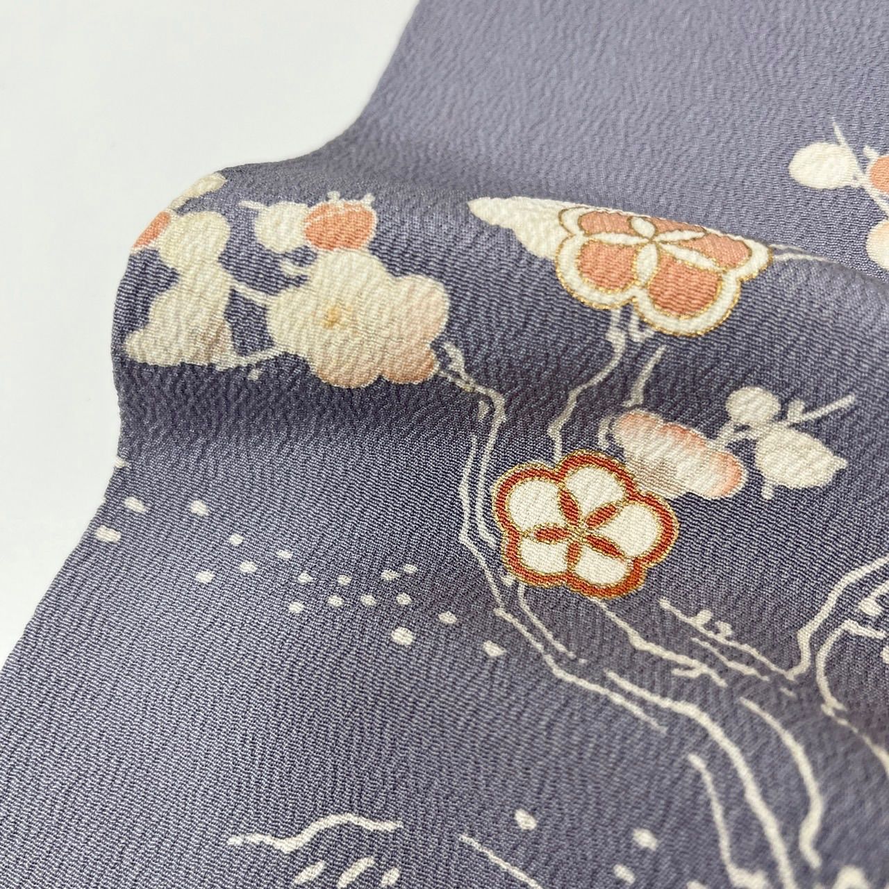 付下げ 裄66 縮緬 金彩 上品な染め 一つ紋 訪問着 正絹 着物 MK