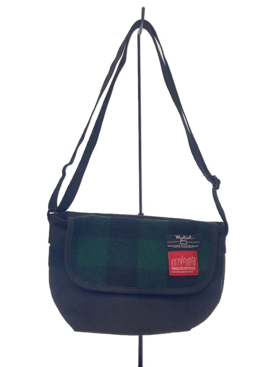 Manhattan Portage × Woolrich WoolrichショルダーバッグナイロンBLKチェック(グリーン)