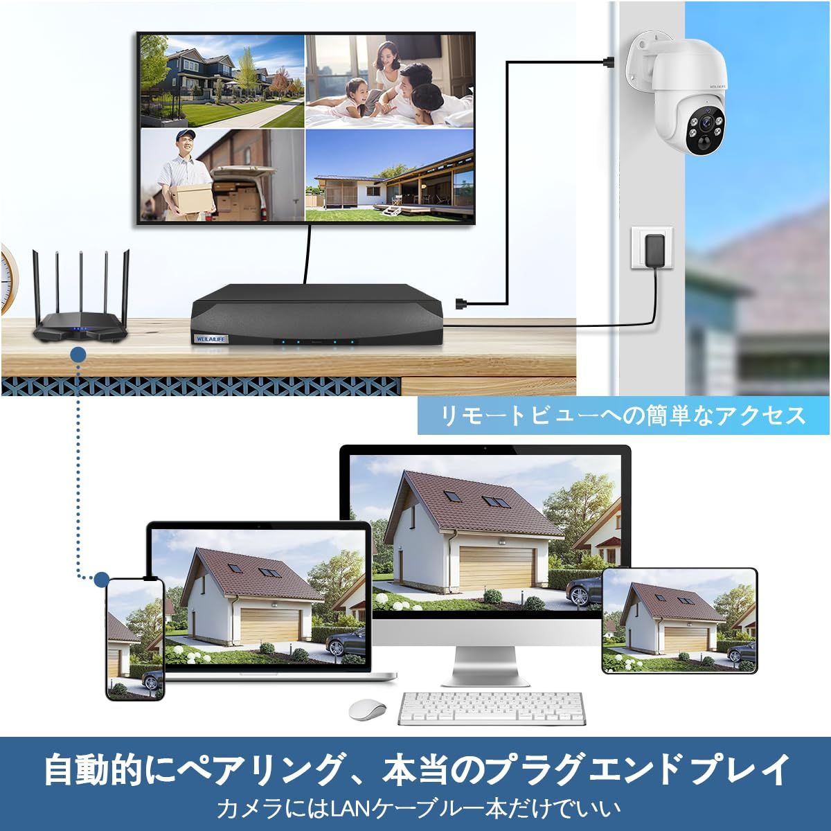 屋外防犯カメラセット防犯カメラ