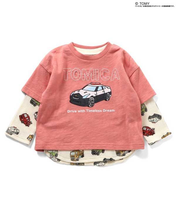 新品　『BIT'Z　ビッツ　F.O.KIDS』トミカコラボ　2PTシャツ　80cm　90cm　【キッズ/ベビー/子供服】(R406204)トップス　長袖　半袖　Tシャツ　ロンT　セットアップ　トミカ　車　お祝い　ブルー　