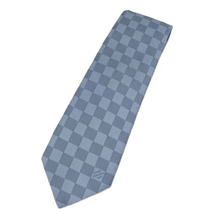 LOUIS VUITTON シルク ネクタイ ダミエ クラシック 8CM ブルー