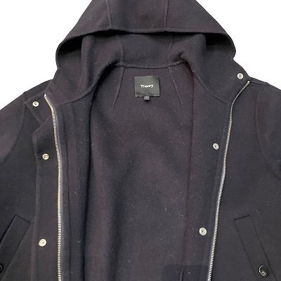 4/23までの出品最終値。Theory フード付きコート セオリー Theory 美品 23AW コート フード付き ジップアップ ボタン