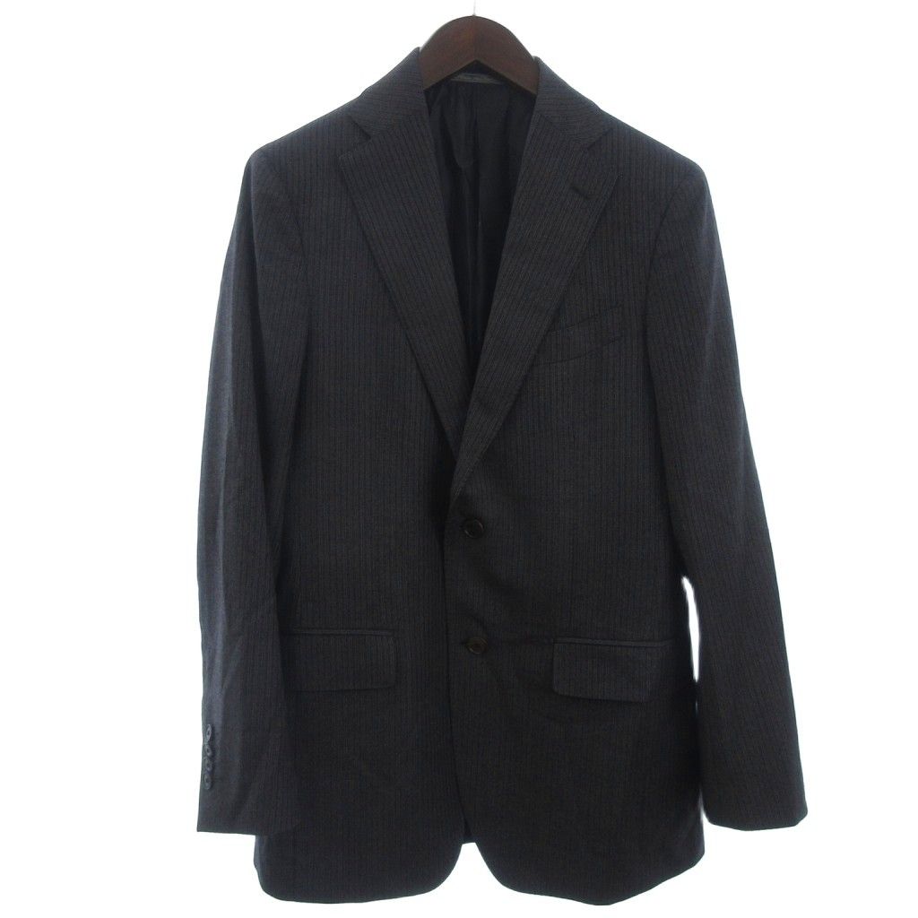サルヴァトーレフェラガモ Salvatore Ferragamo シングル スーツ セットアップ 2B ストライプ ダークグレー 46 ECT