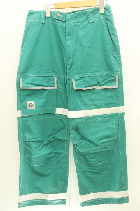 【中古】 9090 メンズカーゴパンツ M Reflector Line Balloon Pants 9090 M 緑 グリーン 無地