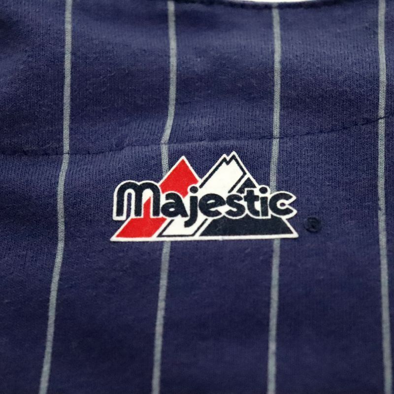 00s USA製 majestic ストライプ柄 MLB ベースボールシャツ メンズ 表記Lサイズ