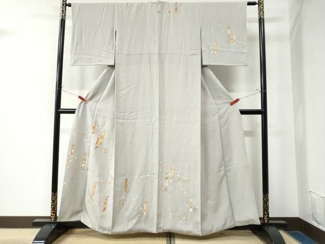 平和屋着物●銀座きしや　訪問着　駒刺繍　短冊花鳥文　金彩　正絹　逸品　CAAW8592yc 平和屋着物○銀座きしや 訪問着 駒刺繍 短冊花鳥文 金彩 正絹 逸品