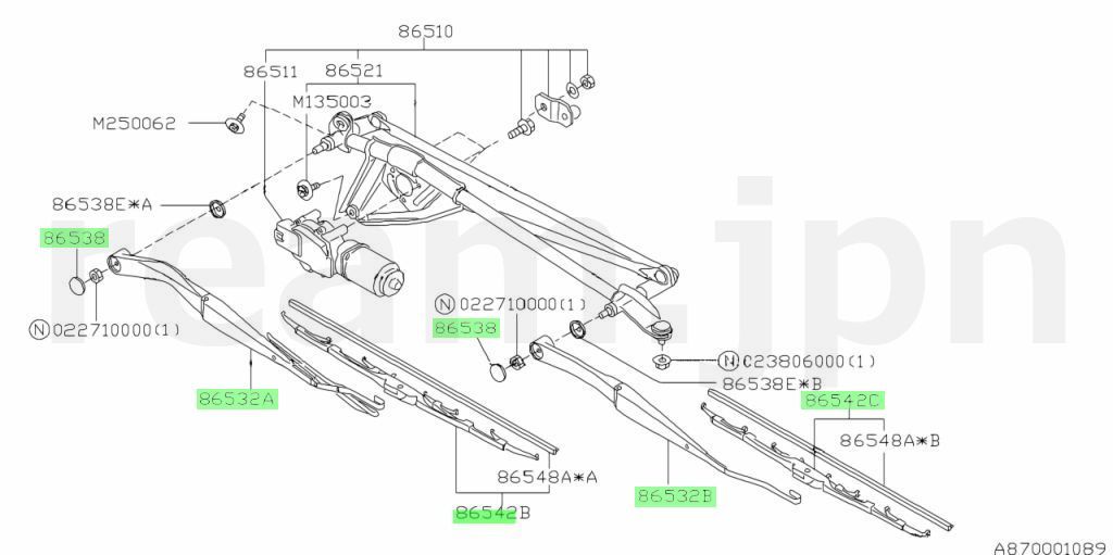 新品 スバル純正 レガシィ レガシー B4 フロント ワイパーアーム  
