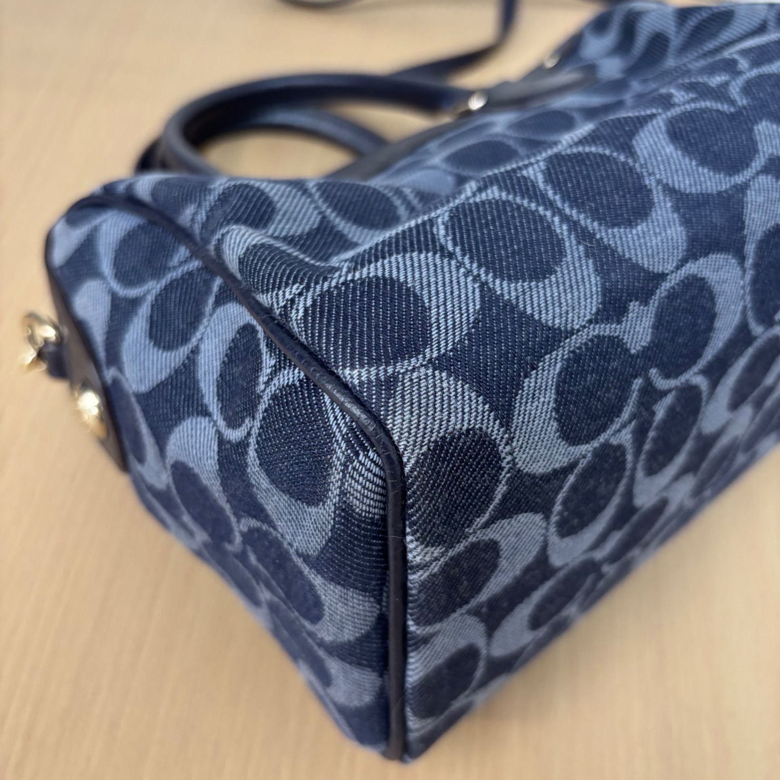 ◎COACH コーチ 2way ミニボストンバッグ ショルダーバッグ デニム地