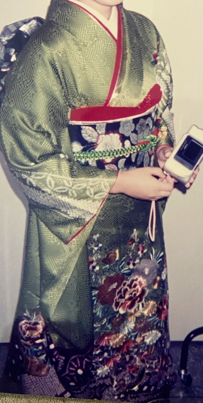 総絞り 正絹 オレンジ系の着物に黒の作り帯セット 【公式通販】