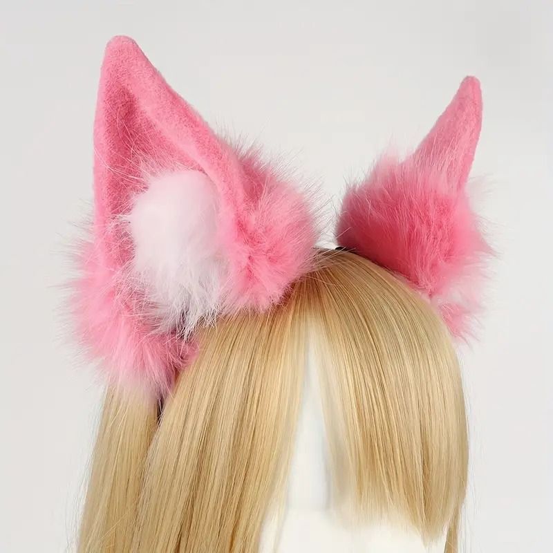 フォックス コススーツ ハロウィン ハロウィーン 仮装 パーティー ピンク ドレスアップ イヤー シミュレーション プラッシュ フラッフィー ビッグ フォックステール アクセサリー