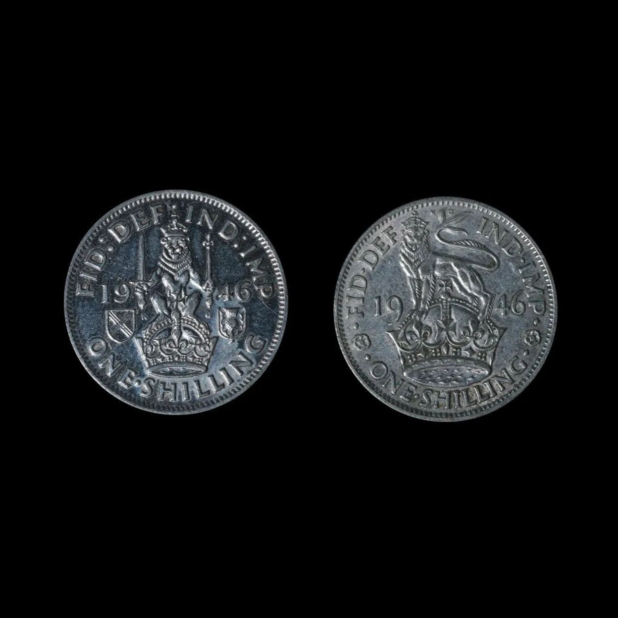 GREAT BRITAIN イギリス George VI ジョージ6世（1936~52） Shilling 2種 2枚組 銀貨 イギリス ジョージ2世  (1727-1760) ハーフクラウン銀貨 1745 オールドヘッド(第2肖像) Bull1685 S3694 KM584.1 ESC604 NGC  MS62 (UNC) | コインライブラリー・プリンシパル