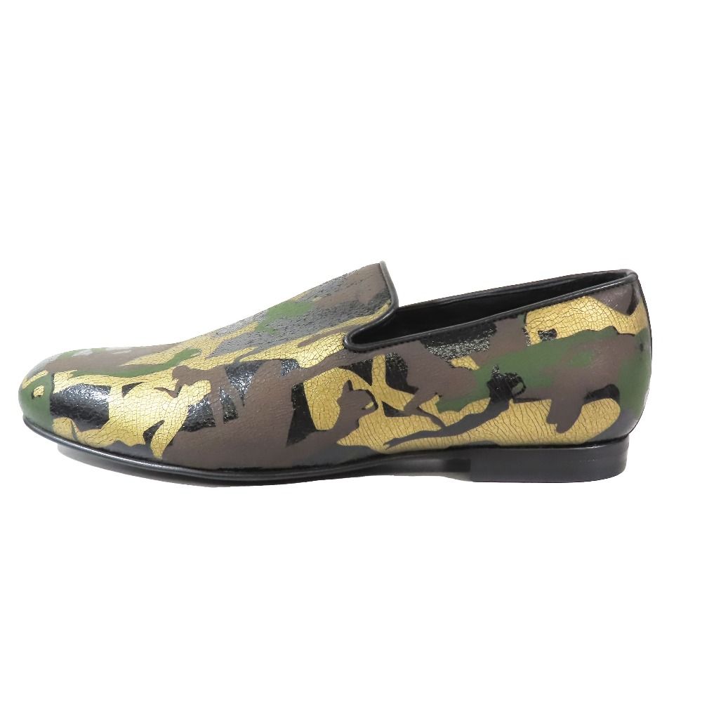 JIMMY CHOO ジミーチュウ カモフラージュ柄 スリッポン ローファー クラックレザー 迷彩 靴 シューズ マルチ 40 レディース 古着