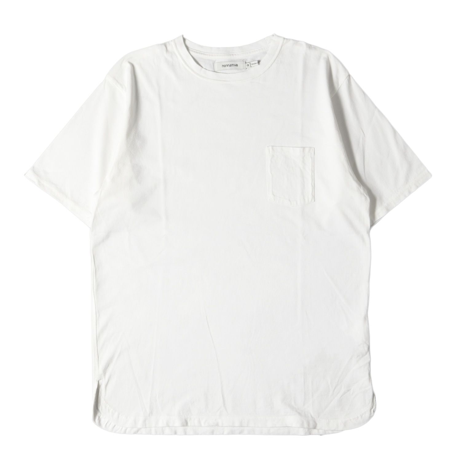 美品 NONNATIVE ノンネイティブ Tシャツ サイズ:2 20SS オーバーダイ加工 ポケット クルーネック 半袖Tシャツ DWELLER S/S TEE COTTON JERSEY OVERDYED NN-C3717 ホワイト トップス【メンズ】